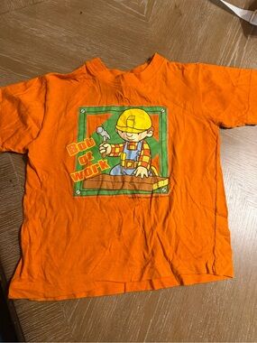 Vintage Y2K Bob The Builder Graphic Tshirt Kids SZ 7 Made in USA 2002